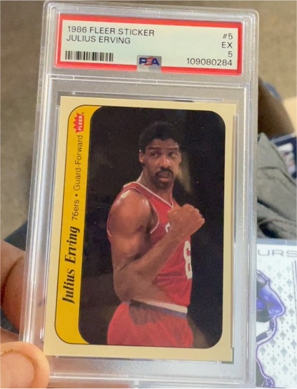 1986 Fleer Sticker #5 Julius Erving — front