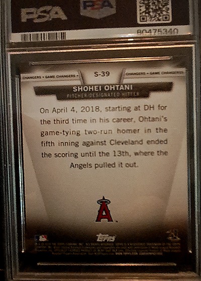 2018 Topps Update #S-39 Shohei Ohtani Salute — back