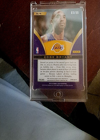 2013-14 Panini Select Swatches #96 Kobe Bryant — back