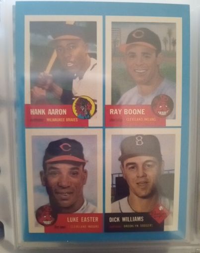 1992 Topps Bazooka Quadracard #6 Hank Aaron/Ray Boone/Luke Easter/Dick Williams — front