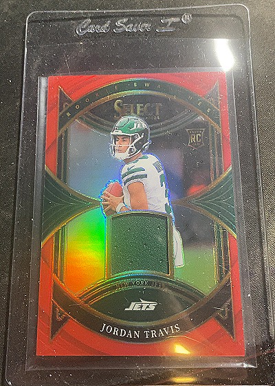 2024 Panini Select #RS-JTS Jordan Travis Rookie Swatches Red Prizm — front