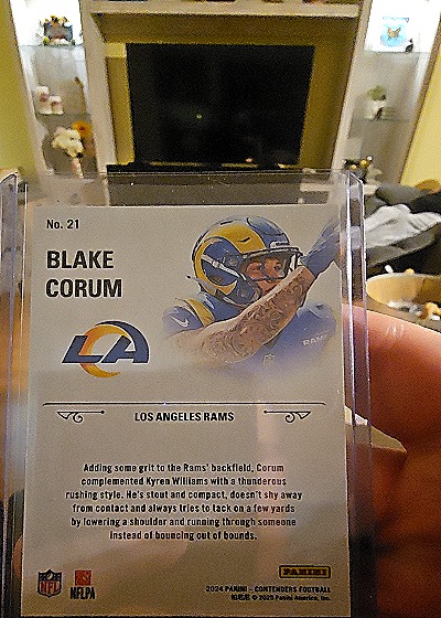 2024 Panini Contenders #21 Blake Corum Rookie Stallions — back