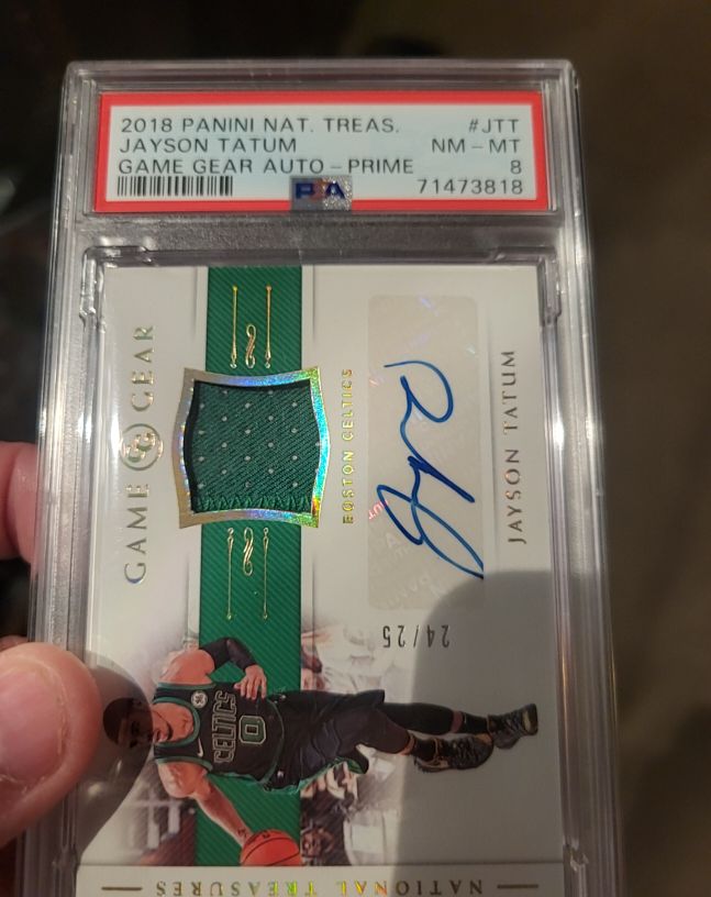 2018 Panini National Treasures #JTT Jayson Tatum Game Gear Auto - Prime — front