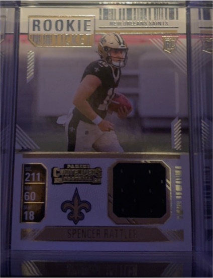 2024 Panini Contenders #RTS-SRR Spencer Rattler Rookie Ticket Patch — front
