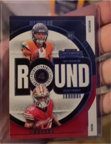 2024 Panini Contenders Round Numbers #15 Troy Franklin / Jacob Cowing — front