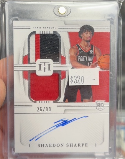 2022 Panini National Treasures #26 Shaedon Sharpe — front
