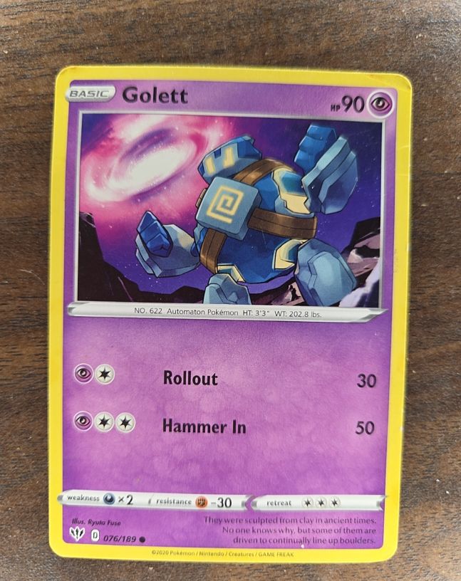 2020 Pokemon Sword & Shield Darkness Ablaze #076 Golett — front