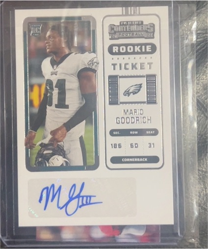 2022 Panini Contenders #295 Mario Goodrich Rookie Ticket Auto — front