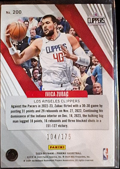 2023-24 Panini Phoenix #200 Ivica Zubac — back