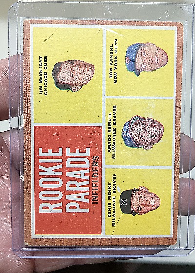 1962 Topps #597 Rookie Parade Infielders Rod Kanehl Jim McKnight Denis Menke Bob Uecker — front