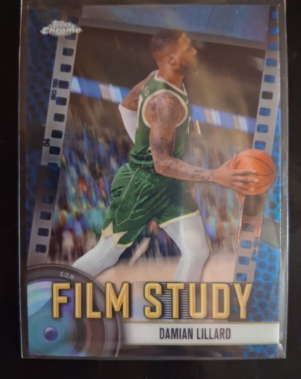 2024-25 Topps Chrome #FS-9 Damian Lillard Film Study Blue Basketball Refractor — front