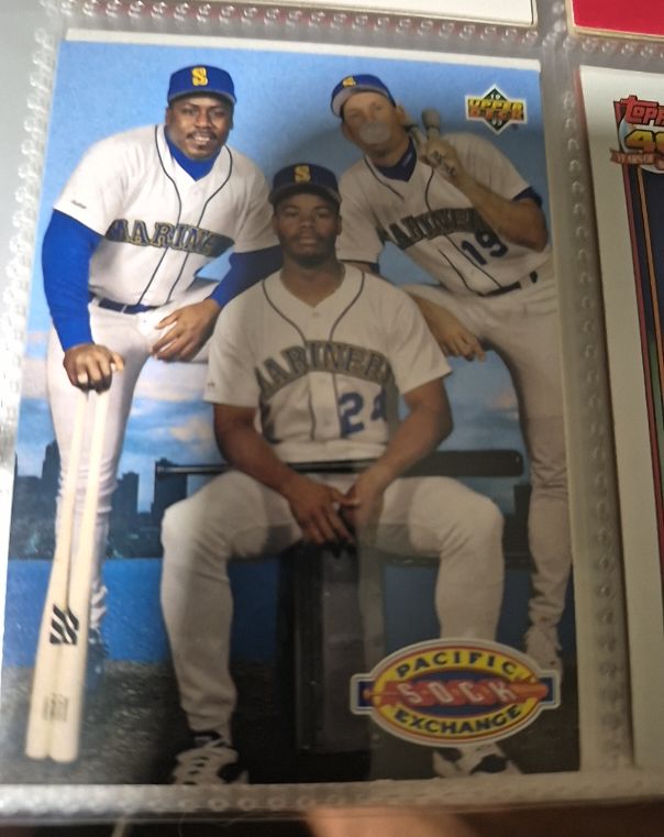 1993 Upper Deck #55 Pacific Sock Exchange Ken Griffey Jr. / Jay Buhner / Kevin Mitchell — front