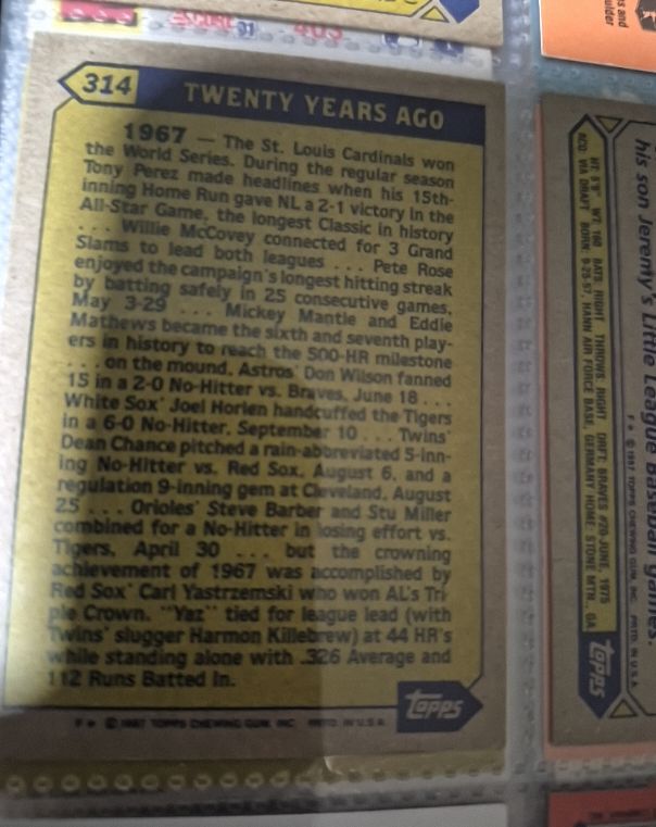 1968 Topps #314 Twenty Years Ago — front