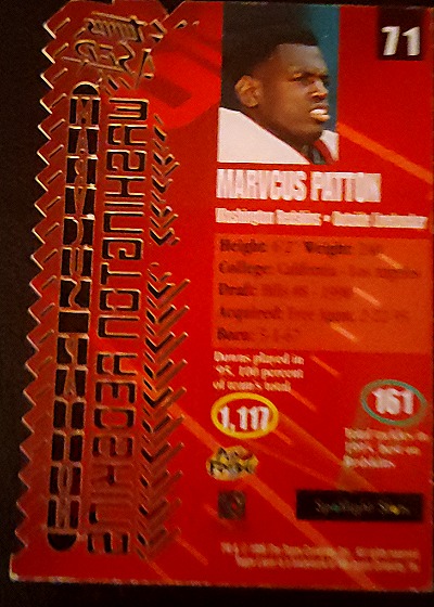 1996 Topps Laser #71 Marvcus Patton — back