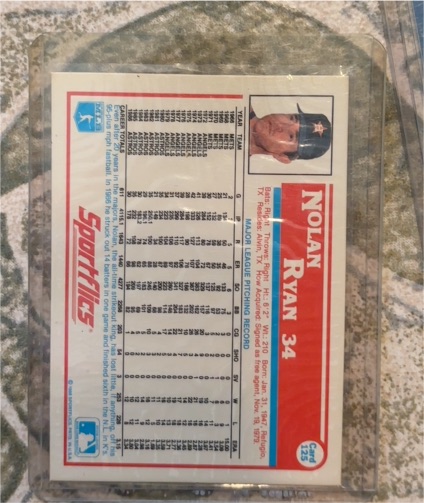 1987 Sportflics #125 Nolan Ryan — front