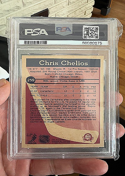 1984 O-Pee-Chee #259 Chris Chelios — back