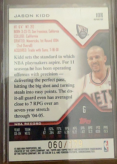 2004-05 Topps Finest #108 Jason Kidd — back