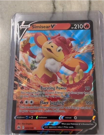 2022 Pokemon Crown Zenith #022 Simisear V — front
