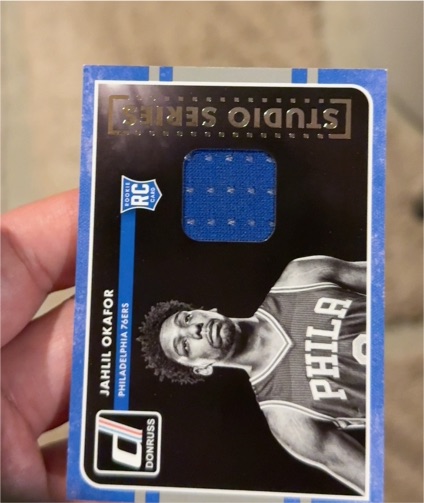 2015-16 Donruss Studio Series Rookie Jerseys #5 Jahlil Okafor — front