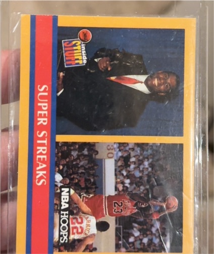 1990-91 Hoops #385 Michael Jordan/Magic Johnson Super Streaks — front