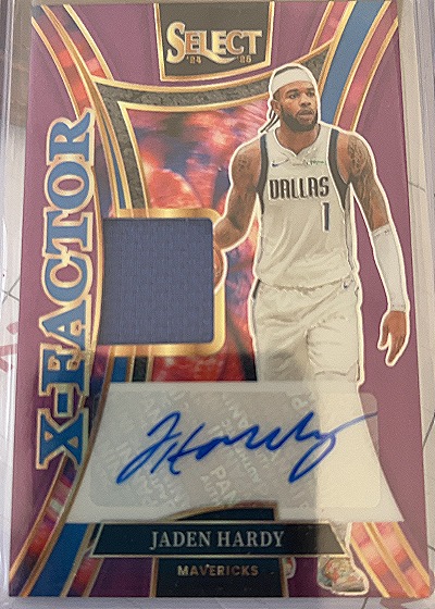 2024-25 Panini Select X-Factor Patch Autograph Purple Prizm Jaden Hardy — front