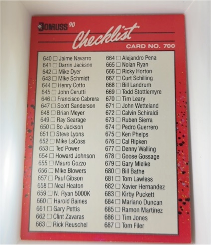 1990 Donruss #700 Checklist — front