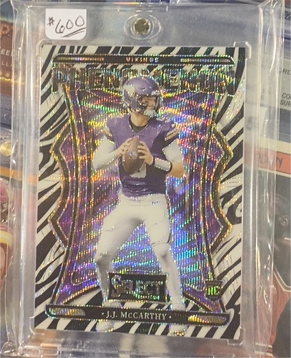 2024 Panini Select #24 J.J. McCarthy Zebra Prizm Shock Concourse Rookie — front