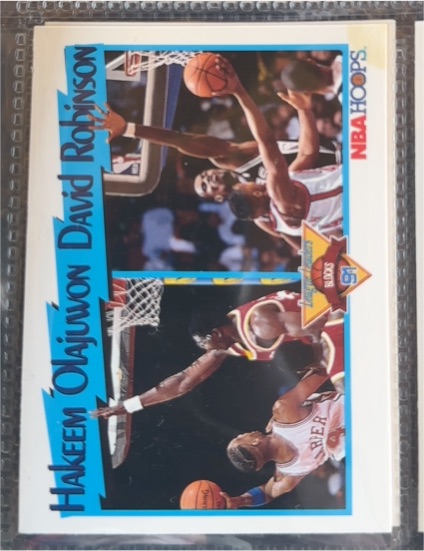 1991-92 NBA Hoops #309 Hakeem Olajuwon / David Robinson — front