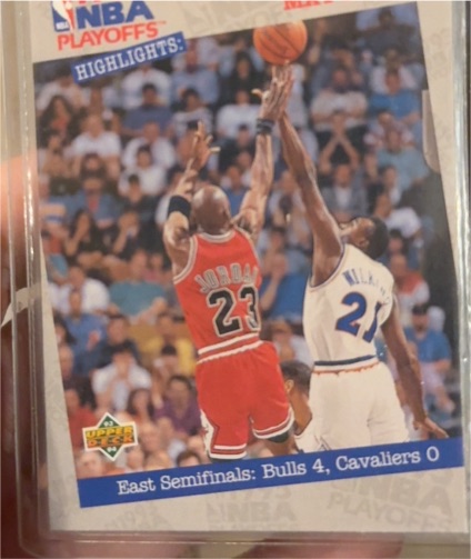 1993-94 Upper Deck #187 Michael Jordan East Semifinals: Bulls 4, Cavaliers 0 — front