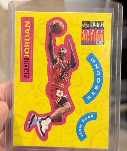 1996-97 Upper Deck Collector's Choice #S30 Michael Jordan Super Action Stickums Sticker — front