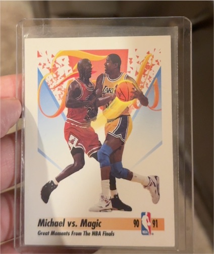 1991-92 Skybox #333 Michael Jordan vs. Magic Johnson — front