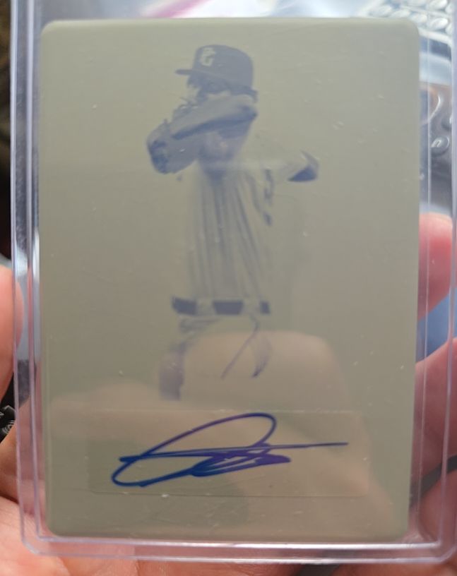 2022 Leaf Perfect Game #1/1 Cyan Printing Plate Autograph — front