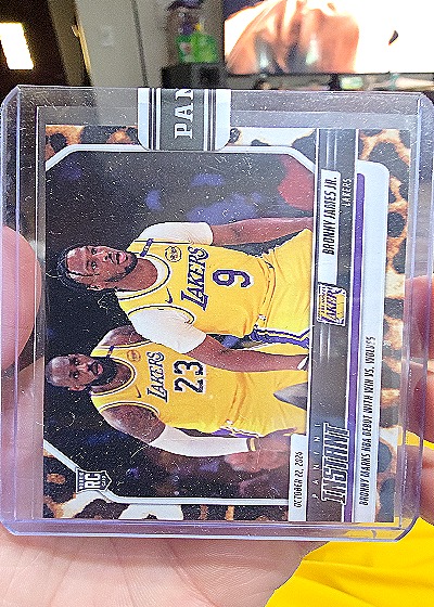 2023 Panini Instant #7 of 10 Bronny James Jr. & LeBron James — front
