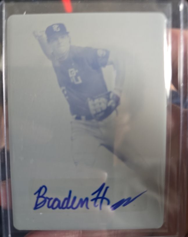 2022 Leaf Perfect Game Braden Holcomb Printing Plate Auto #1/1 — front