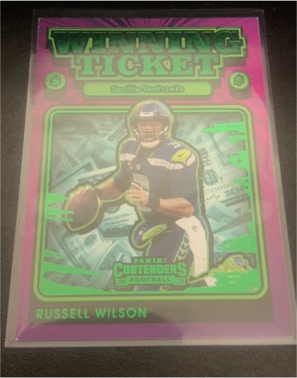2021 Panini Contenders Winning Ticket #WT-RWI Russell Wilson — front