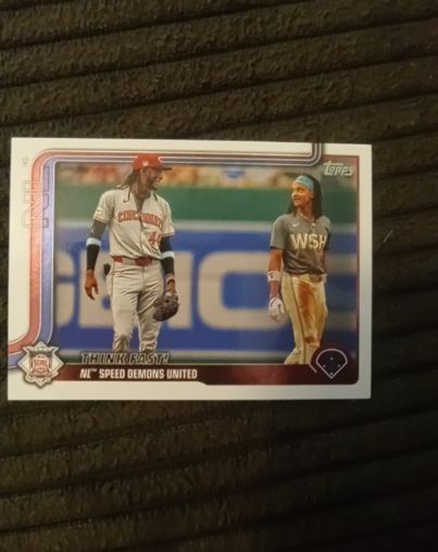 2025 Topps Series 2 #639 Think Fast! Elly De La Cruz & CJ Abrams — front
