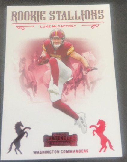 2024 Panini Contenders #20 Luke McCaffrey Rookie Stallions — front
