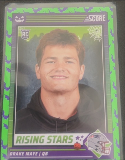 2024 Panini Score-A-Treat #17 Drake Maye Rising Stars Green Bats Rookie Card — front
