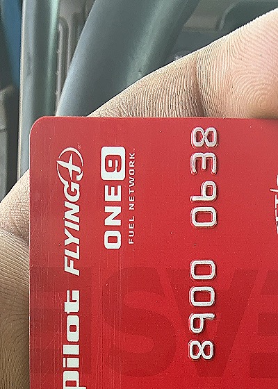 2019 Pilot Flying J One 9 Fuel Network Card — front