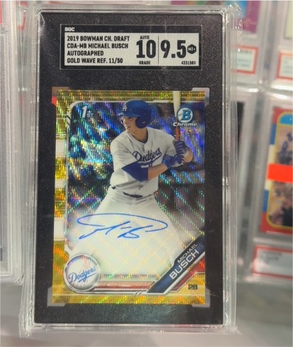 2019 Bowman Chrome Draft #CDA-MB Michael Busch Gold Wave Ref. — front