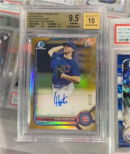 2022 Bowman Chrome Draft Autographs Gold Refractors #CDA-CHN Cade Horton — front