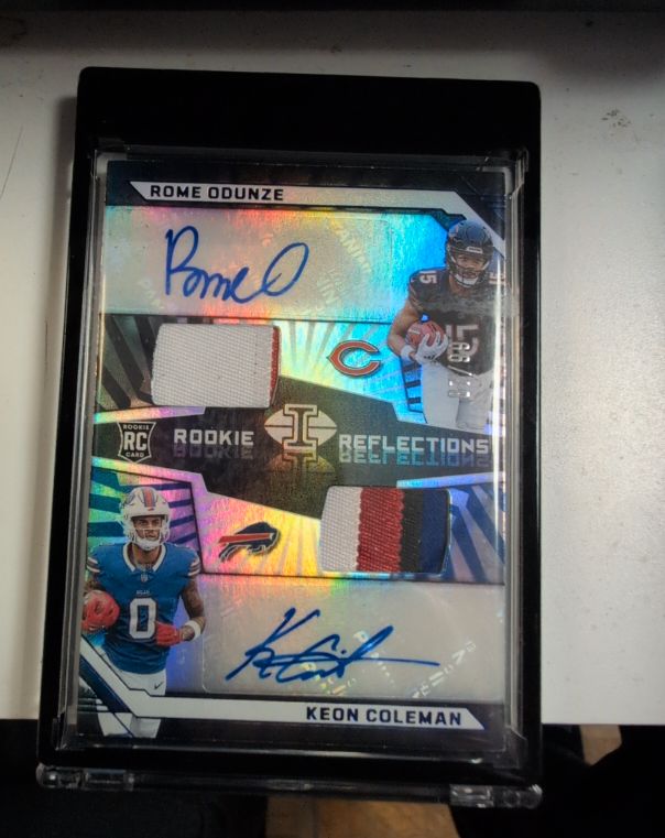2024 Panini Illusions Rookie Reflections Dual Patch Autographs Rome Odunze Keon Coleman #RRA-WR3 — front