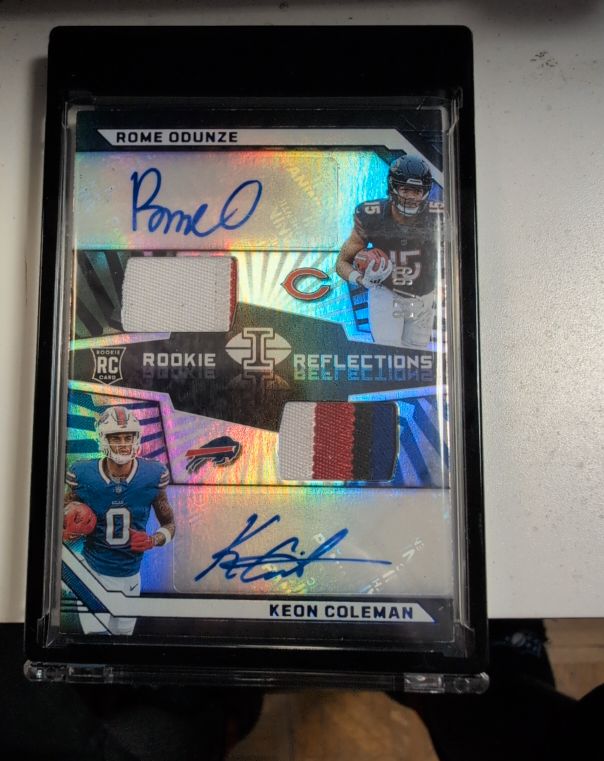 2024 Panini Illusions Rookie Reflections Dual Patch Autographs Rome Odunze Keon Coleman #RRA-WR3 — front