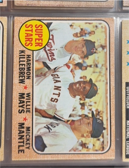 1968 Topps #490 Super Stars Harmon Killebrew Willie Mays Mickey Mantle — front