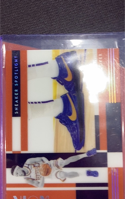 Nike Sneaker Spotlight Purple and Gold Shoes Card — front
