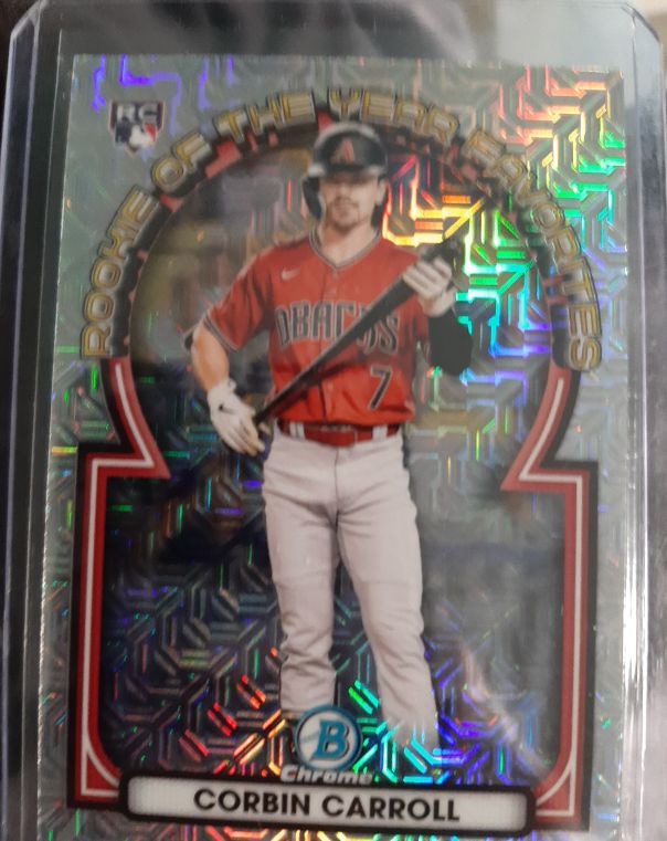 2023 Bowman Chrome #ROYF-1 Corbin Carroll Rookie of the Year Favorites Mojo Refractor — front