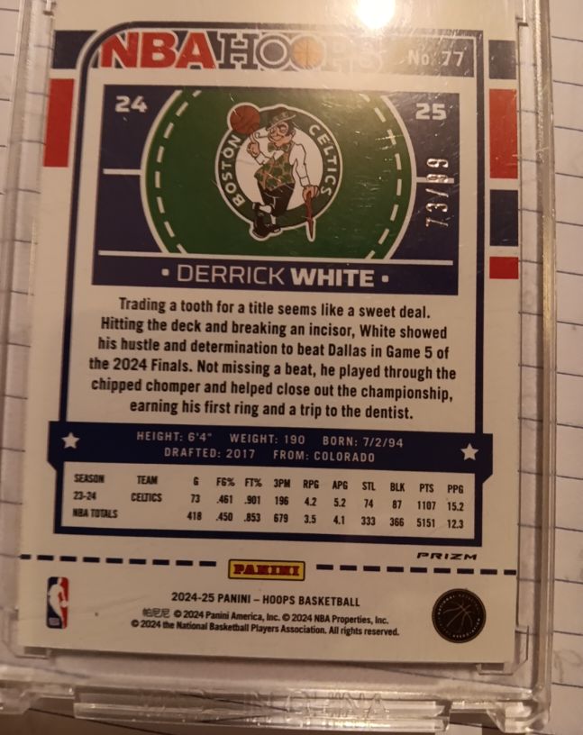 2024-25 Panini NBA Hoops #77 Derrick White — front