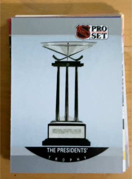 1990-91 Pro Set #387 The Presidents' Trophy Boston Bruins — front