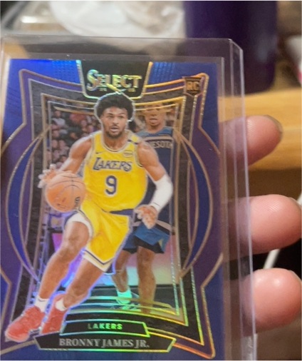 2024-25 Panini Select #90 Bronny James Jr. Blue Cracked Ice Rookie Card — front