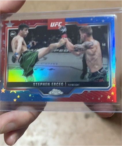 2025 Topps Chrome UFC #63 Stephen Erceg Red & Blue Refractor Rookie — front